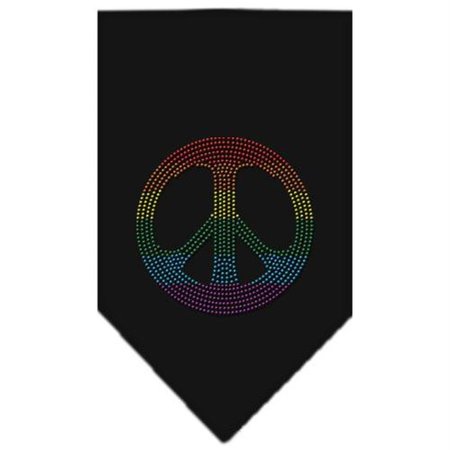 UNCONDITIONAL LOVE Rainbow Peace Sign Rhinestone Bandana Black Small UN788267